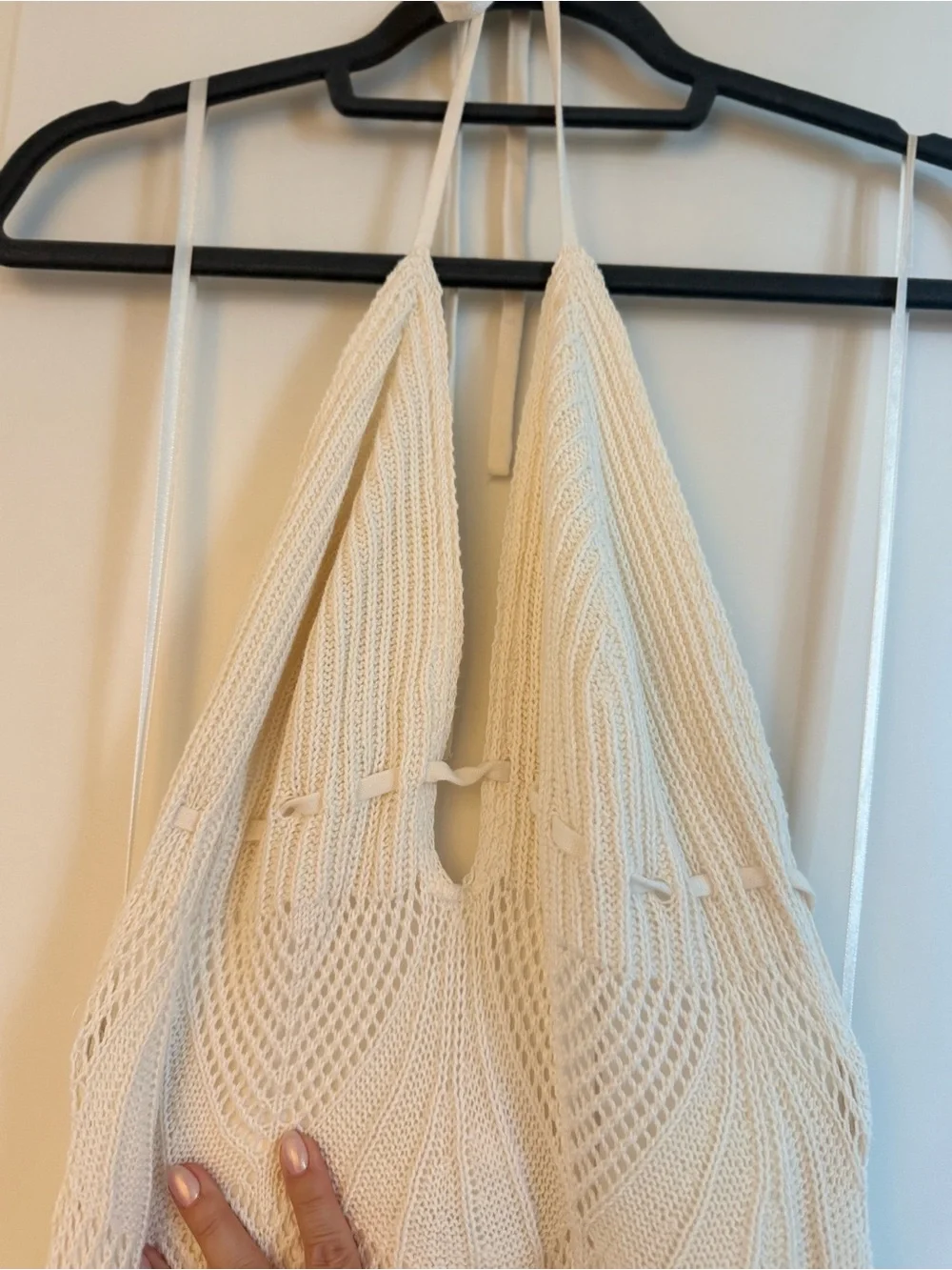 Abercrombie & Fitch Cream Crochet Halter Maxi Dress